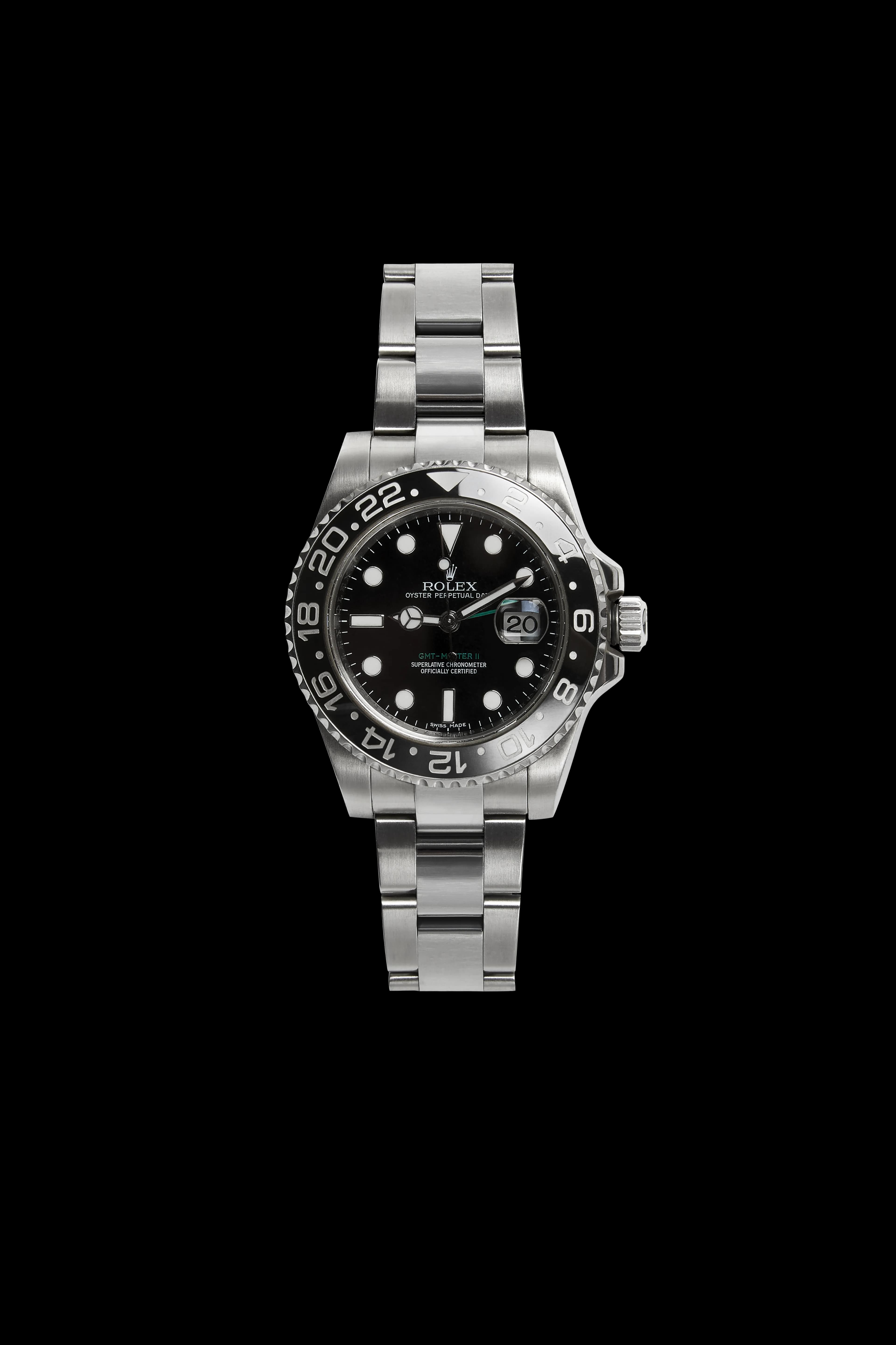 Rolex GMT-Master II in stainless steel with black-and-blue Batman bezel