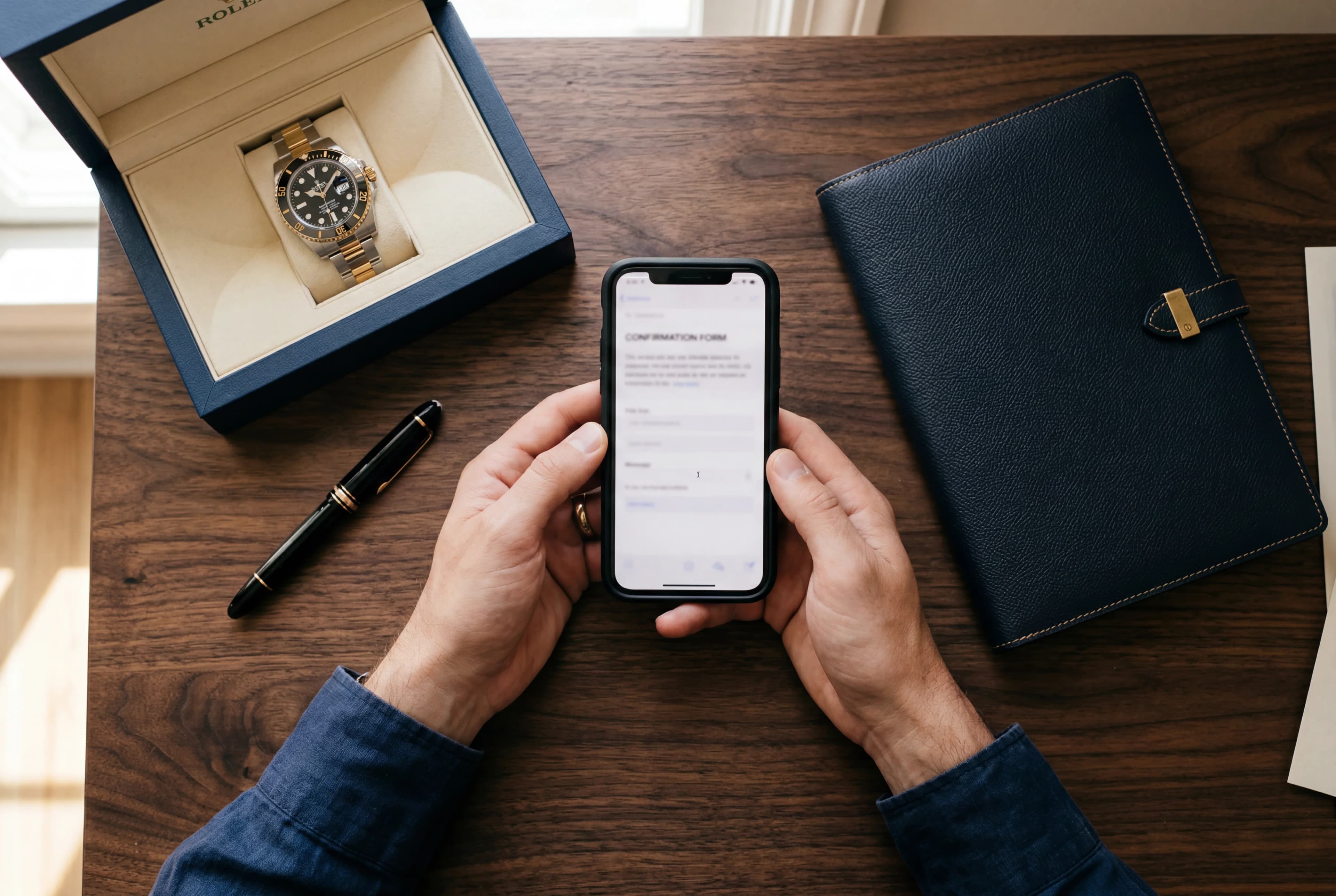 Client submitting asset details on a mobile device